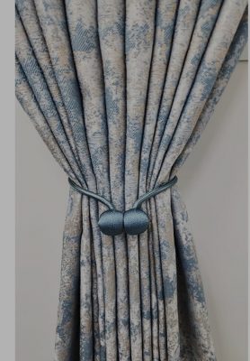 Duck Egg Foil Curtain Set-5M (With Lace)