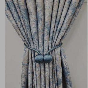 Duck Egg Foil Curtain Set-5M (With Lace)