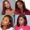14 Inches Hair 13x1 T Part Short Bob Lace Wig Human Hair Wigs Brazilian Bob Lace Part Wig Remy Straight Hair Wig 180% Density