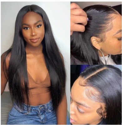 16 Inches 13x4 Lace Front Human Hair Wigs Brazilian Remy 100% Human Hair Straight Lace Frontal Wig Pre Plucked 180% Density