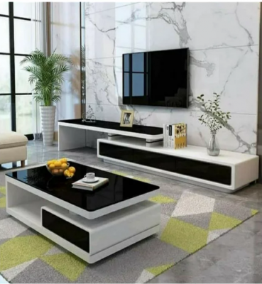 Black & White TV Stand & Coffee Table: Combo